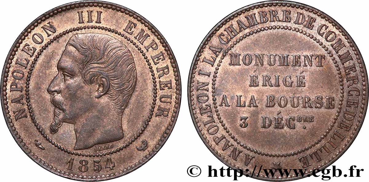 Module de dix centimes, Visite à la chambre de commerce de Lille 1854 Lille VG.3403  SUP 