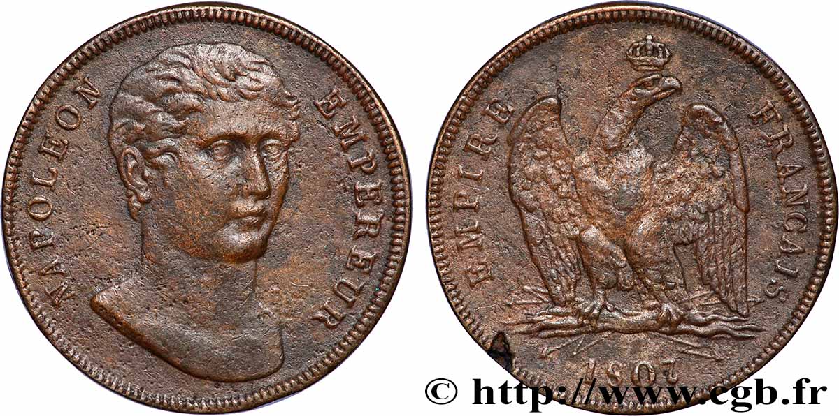 Reproduction / Moulage au Module de 100 francs, essai de Vassallo 1807 Gênes Maz.602 b var. AU 