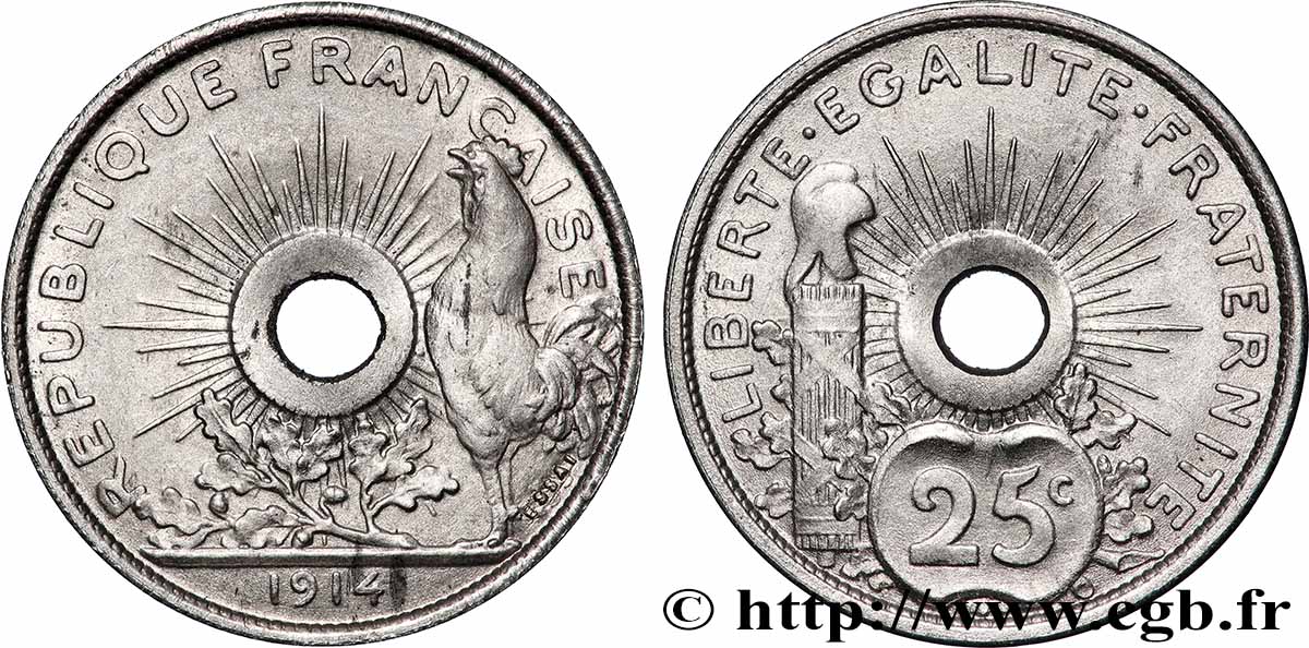 Essai de 25 centimes par Pillet, petit module 1914 Paris GEM.73 8 SPL 