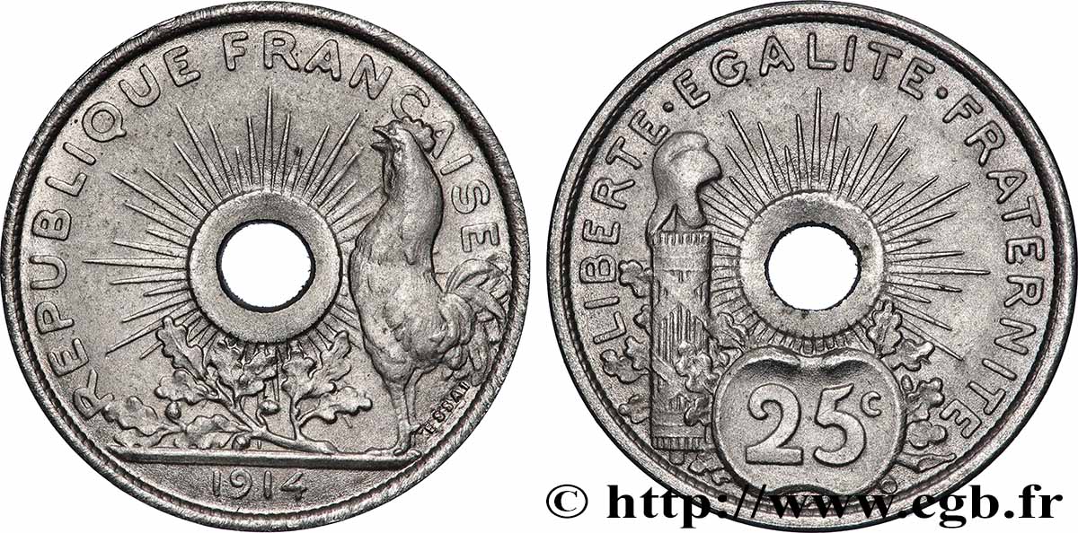 Essai de 25 centimes par Pillet, petit module 1914 Paris GEM.73 8 SPL 