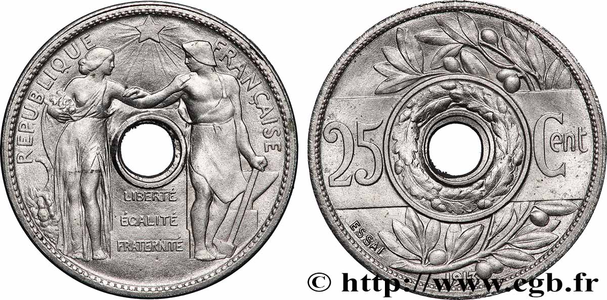 Essai de 25 centimes par Varenne, petit module 1913 Paris GEM.75 2 SPL 