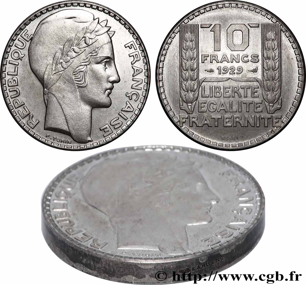 Essai-piéfort de 10 francs Turin 1929  GEM.173 EP SUP+ 