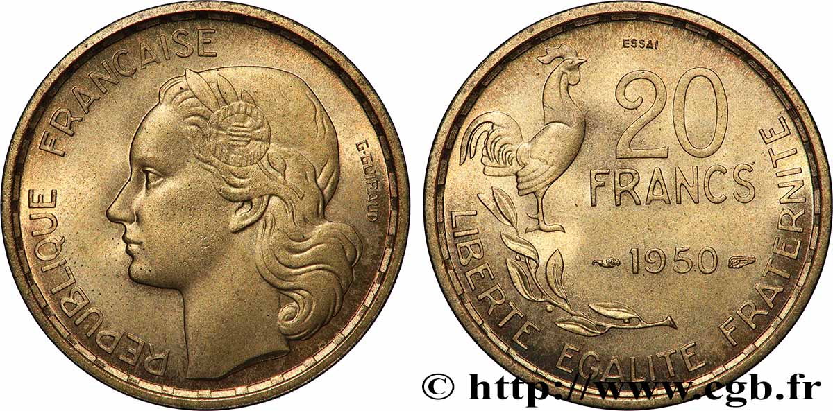 Essai de 20 francs G. Guiraud 1950 Paris F.402/1 FDC 