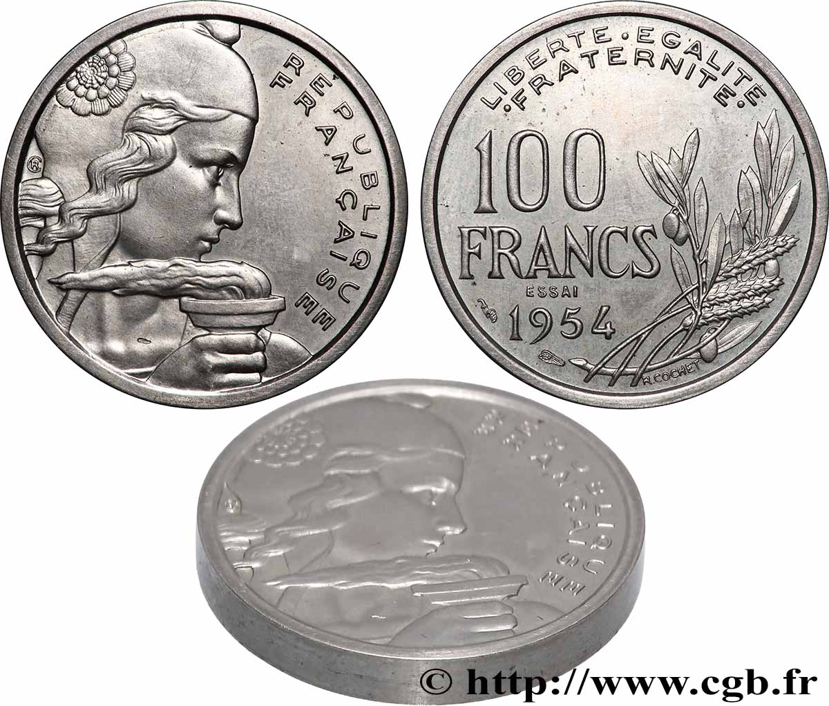 Essai-piéfort au double de 100 francs Cochet 1954  GEM.230 EP1 SUP+ 