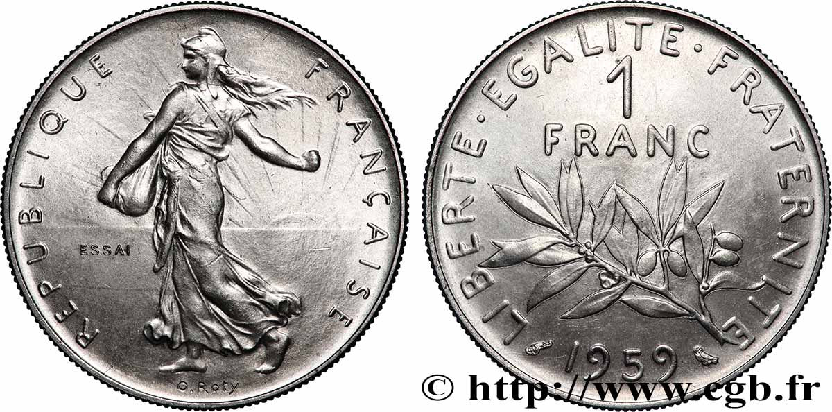 Essai de 1 franc Semeuse, nickel 1959 Paris F.226/3 MS64 