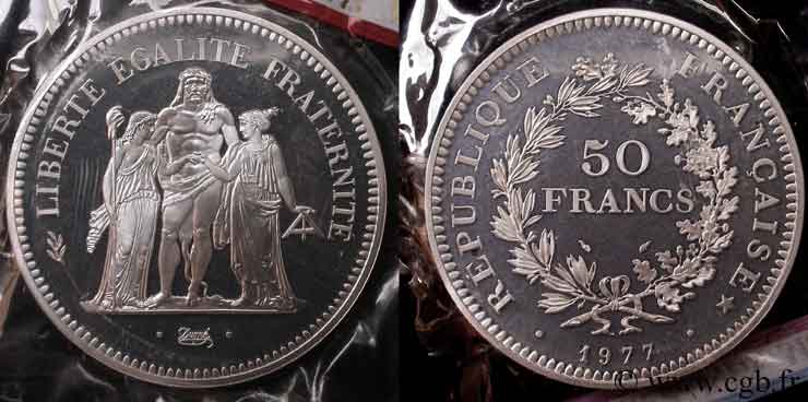 Piéfort argent de 50 francs Hercule  1977  F.427/5P FDC70 