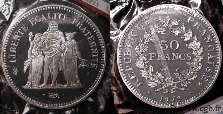 Piéfort argent de 50 francs Hercule  1978  F.427/6P FDC70 