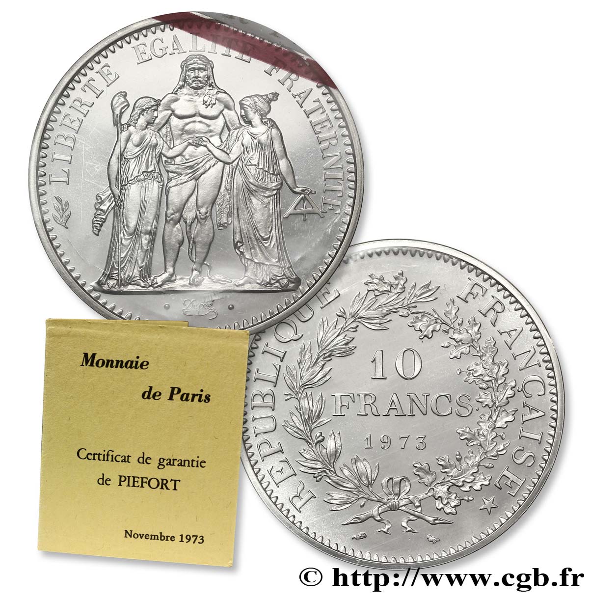 Piéfort argent de 10 francs Hercule 1973  F.364/12P FDC70 
