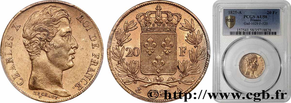 20 francs or Charles X 1825 Paris F.520/1 SUP58 PCGS