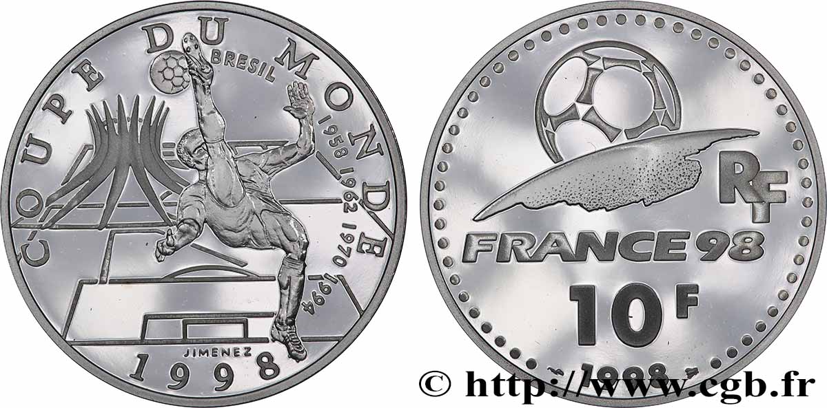Belle Épreuve 10 Francs - Brésil 1998 Paris F.1312 1 FDC 