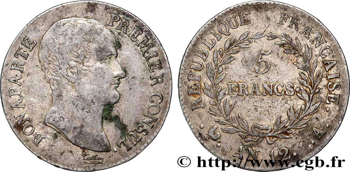 5 francs Bonaparte Premier Consul 1804 Paris F.301/9 RC+ 