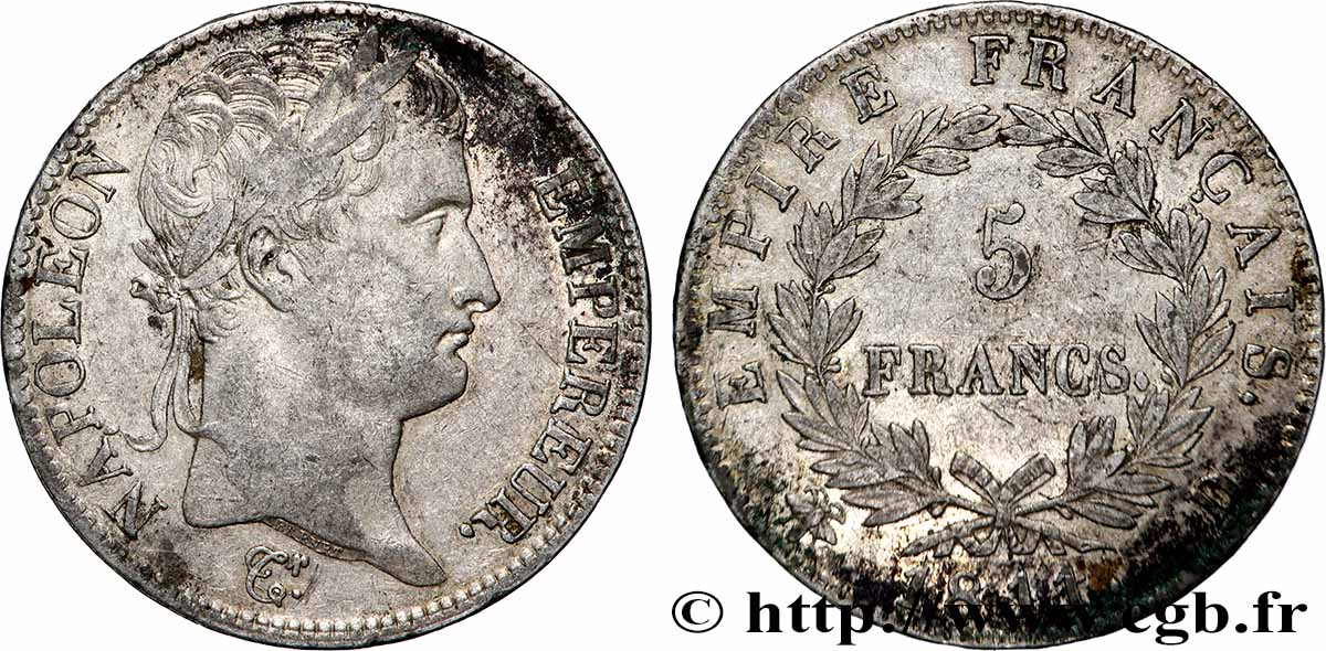 5 francs Napoléon Empereur, Empire français 1811 Lyon F.307/30 XF 