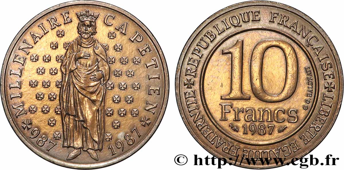 Essai de 10 francs Millénaire Capétien 1987 Pessac F.371/1 MS 
