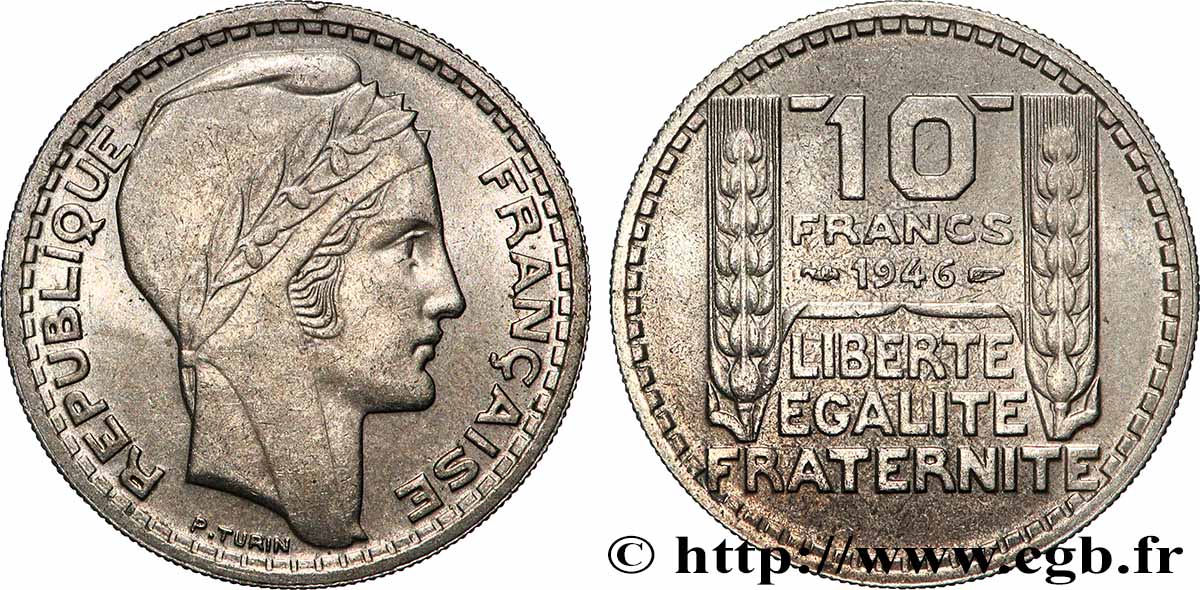 10 francs Turin, grosse tête, rameaux courts 1946  F.361A/2 MS 