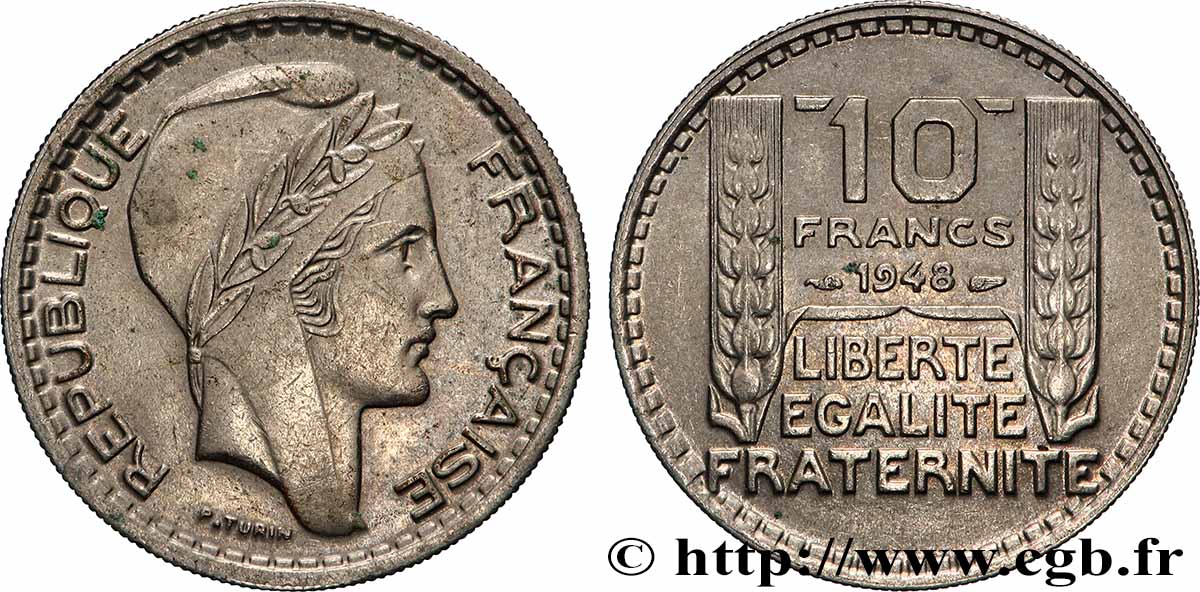 10 francs Turin, petite tête 1948  F.362/3 SPL 