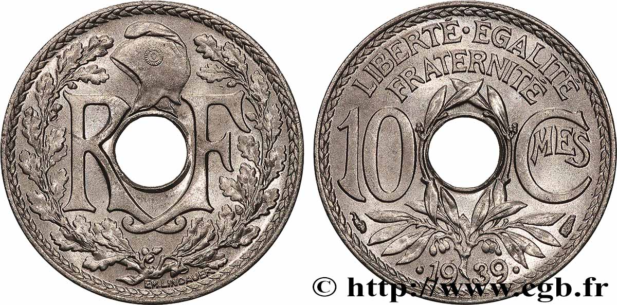 10 centimes Lindauer, maillechort 1939  F.139/3 MS65 