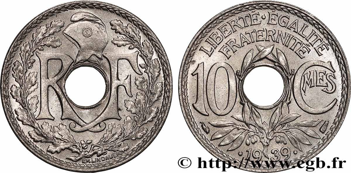 10 centimes Lindauer, maillechort 1939  F.139/3 MS65 