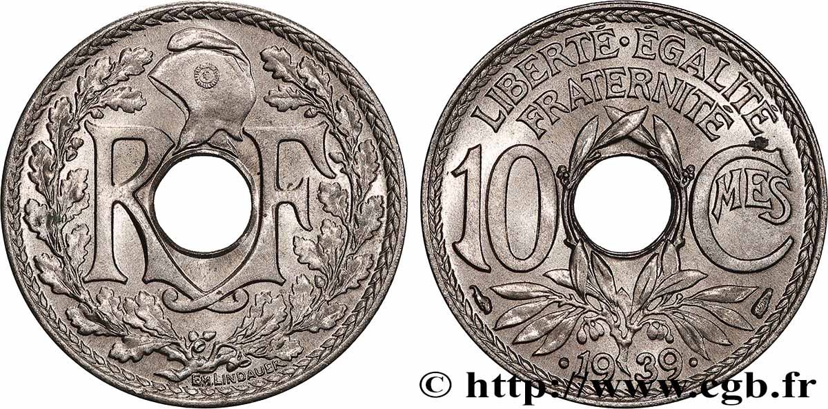 10 centimes Lindauer, maillechort 1939  F.139/3 MS65 