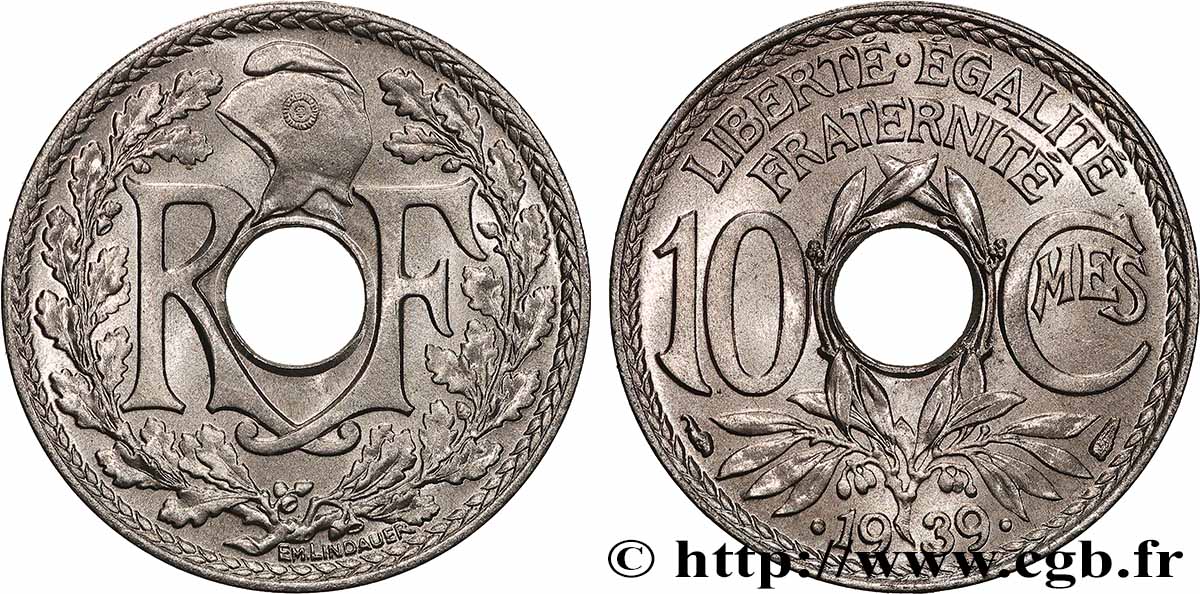 10 centimes Lindauer, maillechort 1939  F.139/3 MS65 