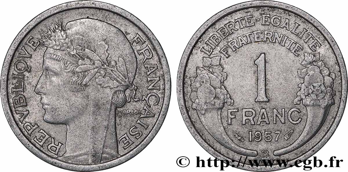 1 franc Morlon, légère 1957 Beaumont-Le-Roger F.221/20 EBC+ 