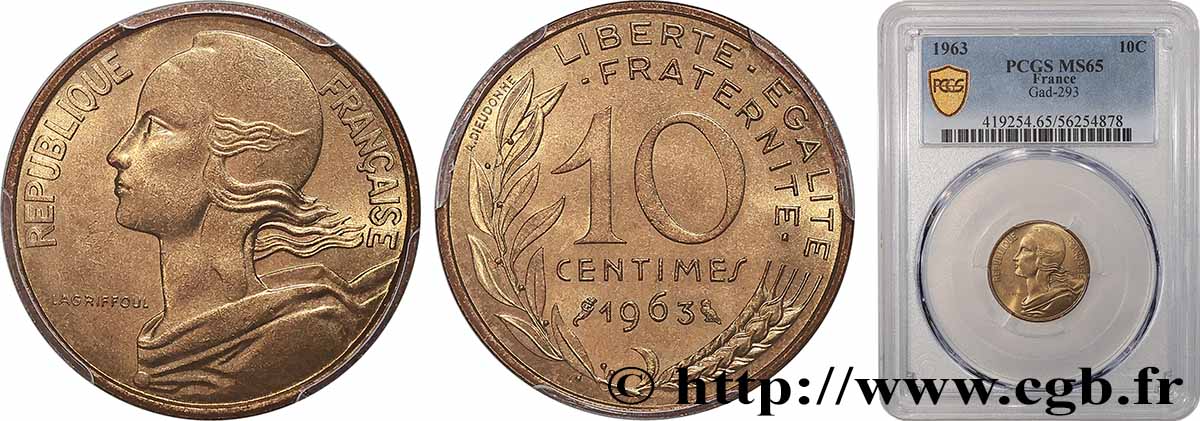 10 centimes Marianne 1963 Paris F.144/3 FDC65 PCGS