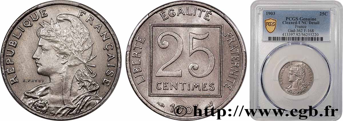 25 centimes Patey, 1er type 1903  F.168/3 MS PCGS