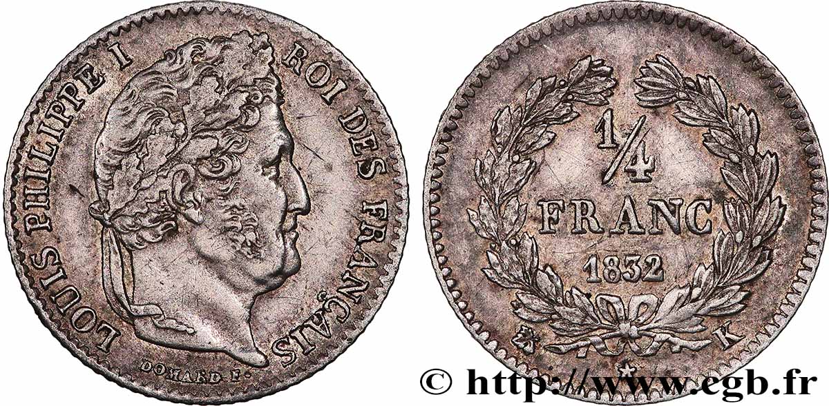 1/4 franc Louis-Philippe 1832 Bordeaux F.166/21 TTB 