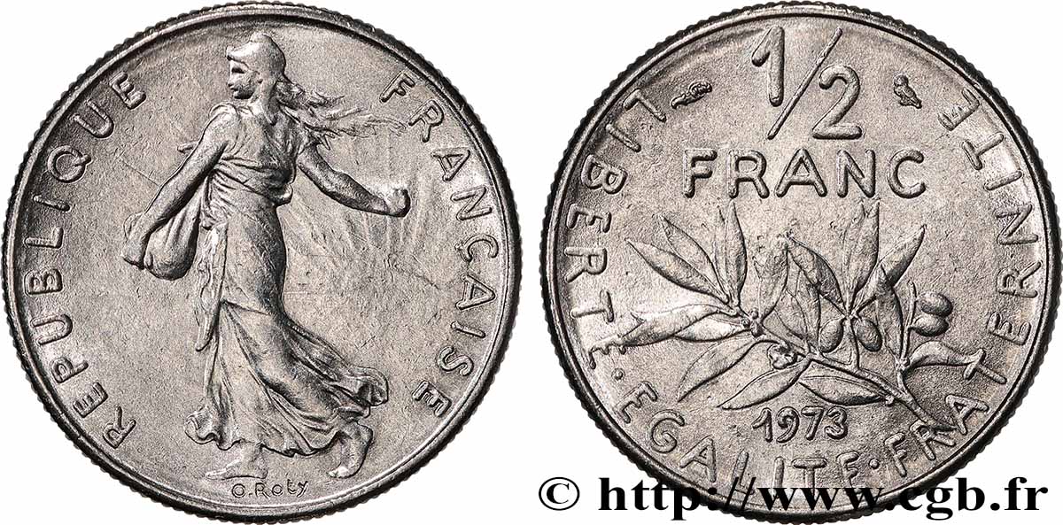 1/2 franc Semeuse 1973 Pessac F.198/12 SPL+ 