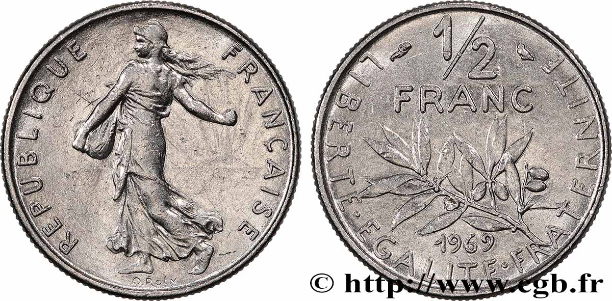 1/2 franc Semeuse 1969 Paris F.198/8 SUP 