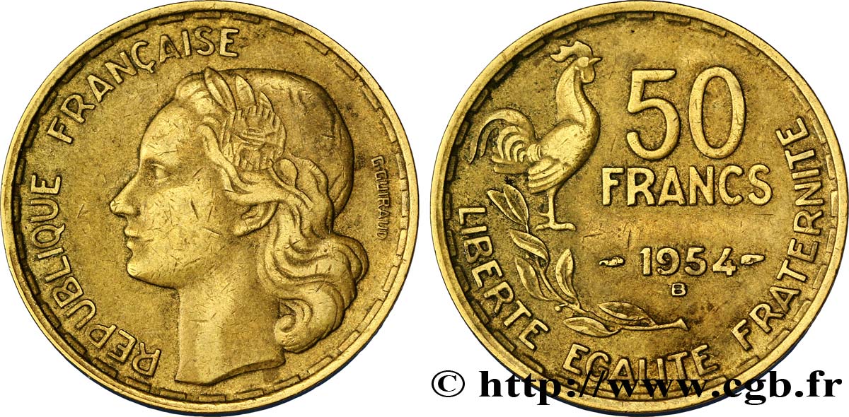 50 francs Guiraud 1954 Beaumont-Le-Roger F.425/13 TTB40 