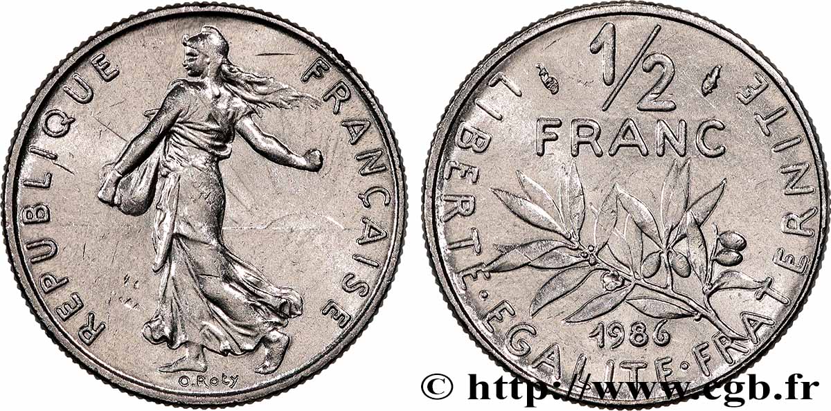 1/2 franc Semeuse 1986 Pessac F.198/25 AU+ 