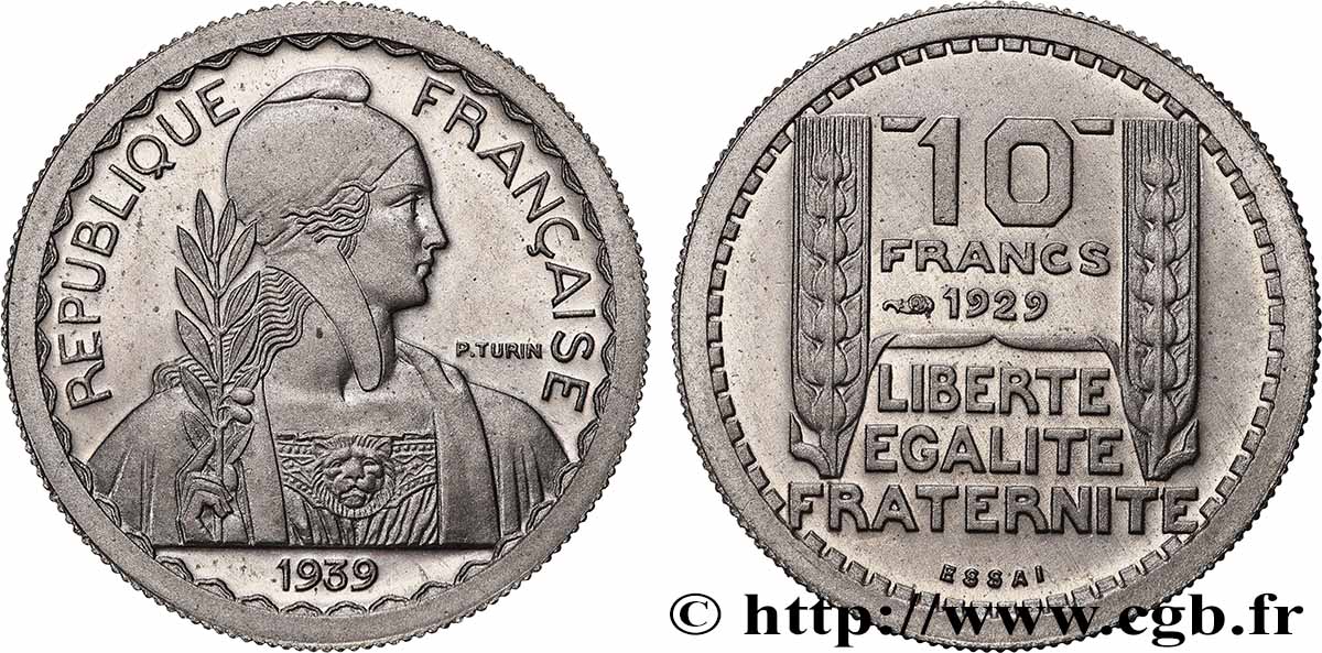 Essai hybride de 10 Francs Turin, petit module (21 mm), listel large, 4 g n.d.  GEM.174 23 FDC 