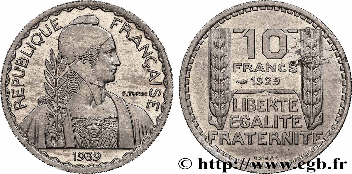 ESSAI 10 Francs Turin Hybride, module 25 mm, poids de 7,9 g n.d. Paris GEM.174 16 SUP 