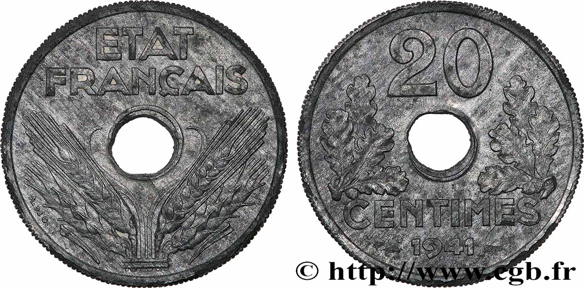 Essai de 20 centimes État français 1941 Paris F.153/1 AU 