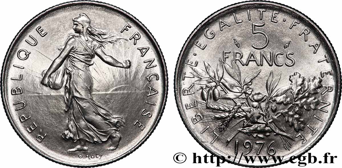 5 francs Semeuse, nickel 1976 Pessac F.341/8 MS 
