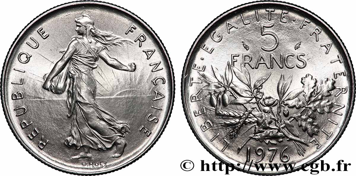 5 francs Semeuse, nickel 1976 Pessac F.341/8 MS 