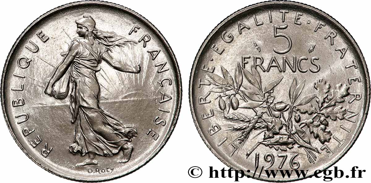 5 francs Semeuse, nickel 1976 Pessac F.341/8 FDC 