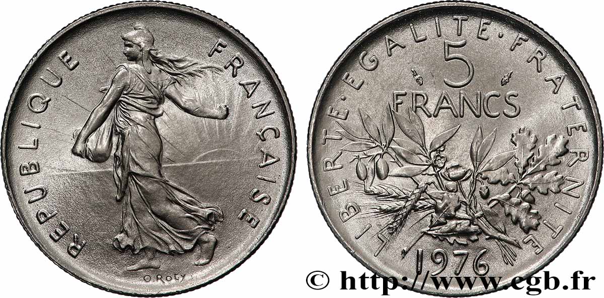 5 francs Semeuse, nickel 1976 Pessac F.341/8 ST 