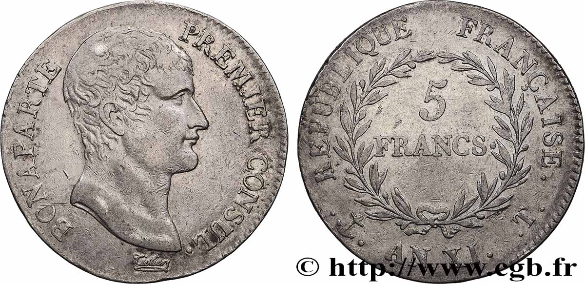 5 francs Bonaparte Premier Consul 1803 Nantes F.301/8 VF 