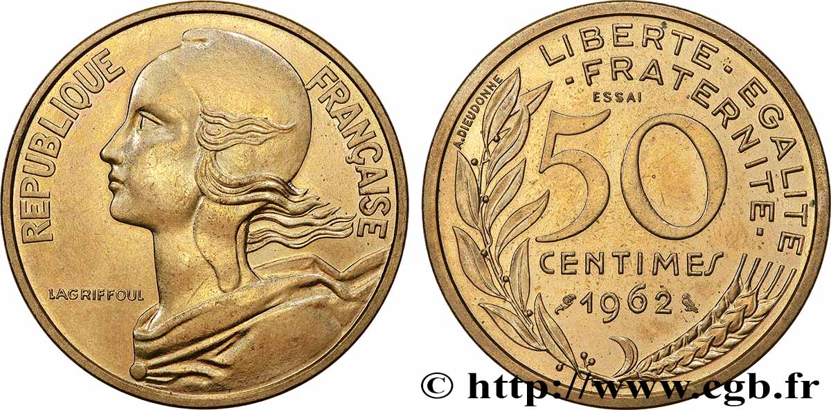 Essai de 50 centimes Marianne 1962 Paris F.197/1 SUP+ 