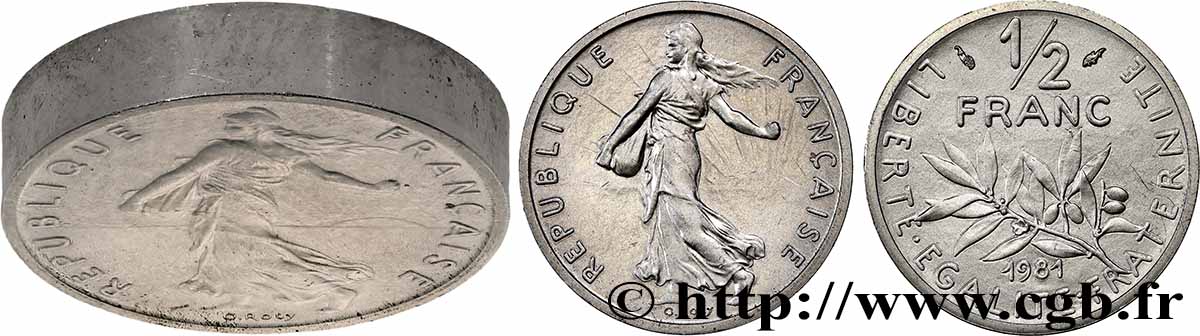 Piéfort Argent de 1/2 franc Semeuse 1981 Pessac GEM.91 P2 SUP 