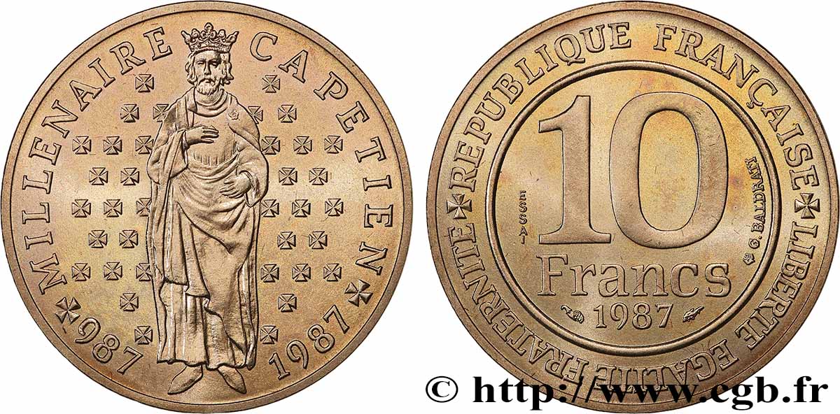 Essai de 10 francs Millénaire Capétien 1987 Pessac F.371/1 FDC 