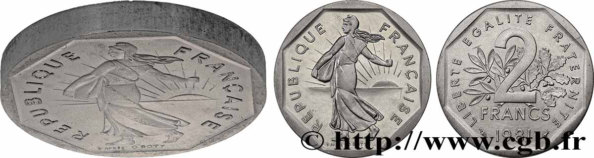 Piéfort Argent de 2 francs Semeuse 1981 Pessac GEM.123 P2  SUP+ 