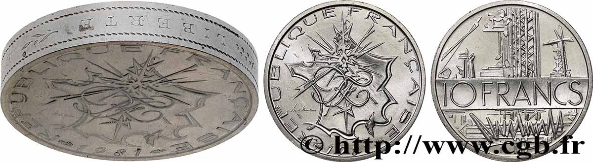 Piéfort Argent de 10 francs Mathieu, tranche A 1981 Pessac GEM.186 P2 SPL 