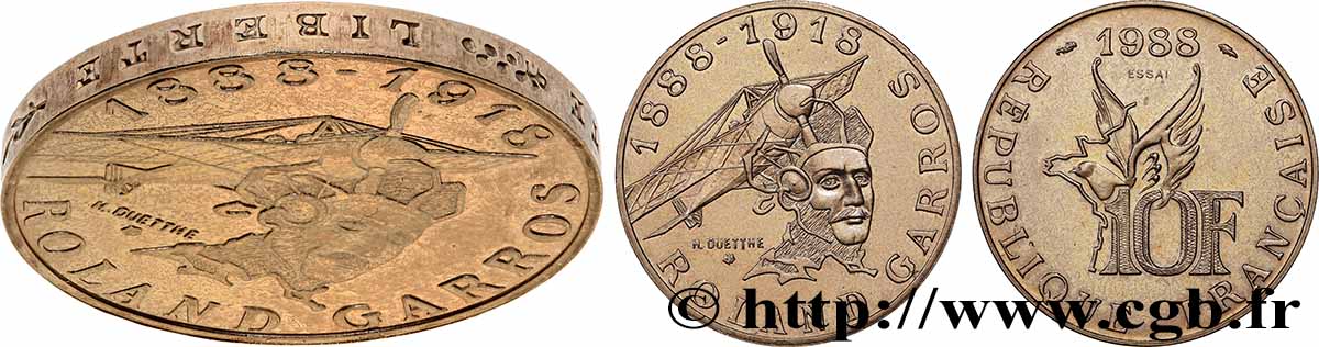 Essai de 10 francs Roland Garros 1988  F.372/1 SUP+ 