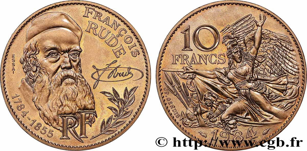 Essai de 10 francs François Rude, tranche B 1984 Pessac F.369/1 SUP+ 
