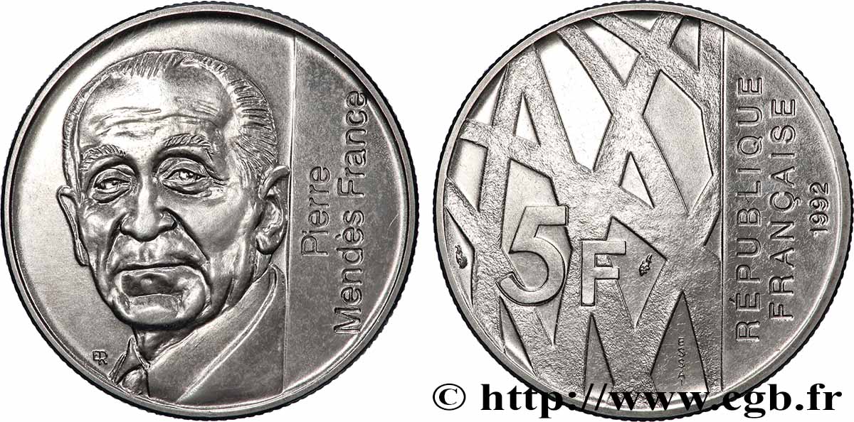 Essai de 5 francs Mendès-France 1992 Pessac F.343/1 SPL 