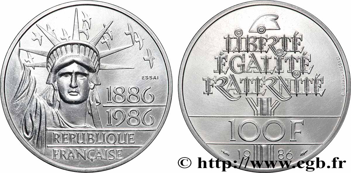 Essai de 100 francs Liberté (Statue de la) 1986 Pessac F.454/1 SPL 