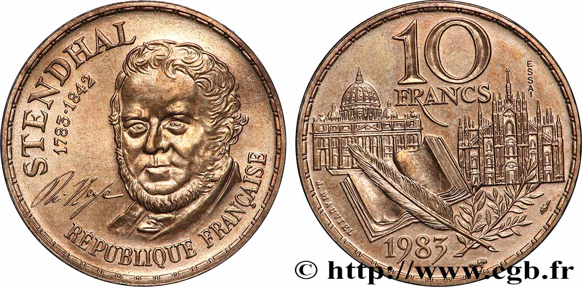 Essai de 10 francs Stendhal, Tranche A 1983 Pessac F.368/1 SPL 