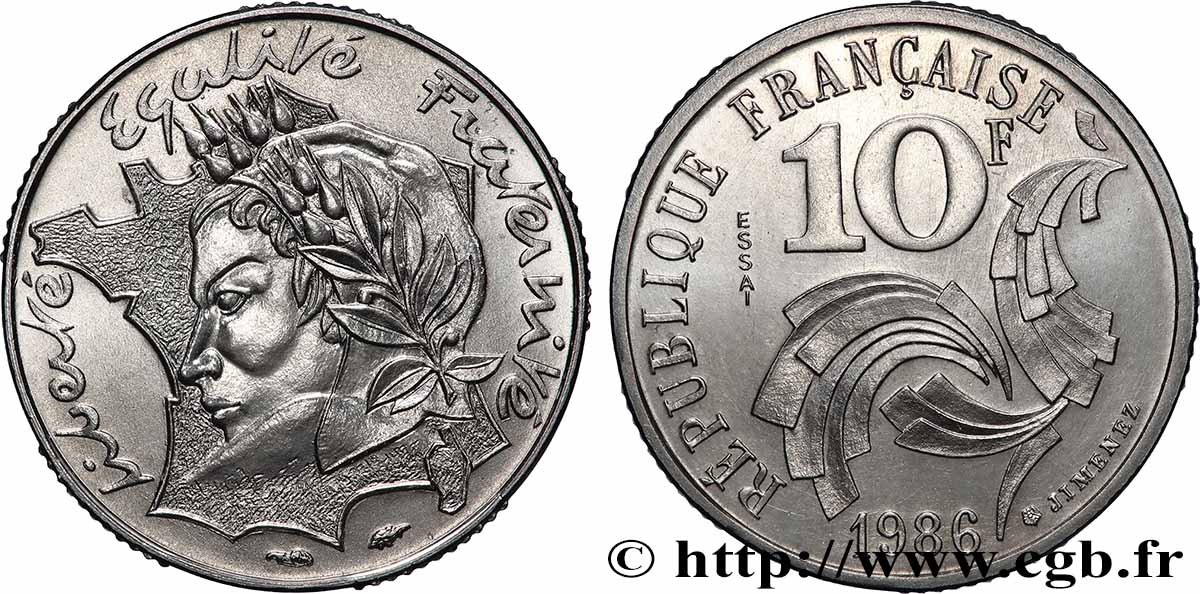 Essai de 10 francs Jimenez 1986 Pessac F.373/1 FDC 